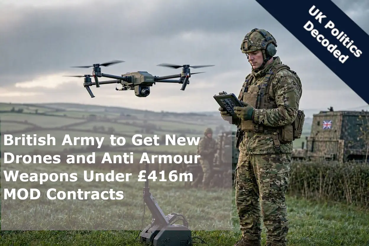 British Army soldier operating a small surveillance drone during a field exercise, representing the new ISR drone contracts announced at DVD 2026