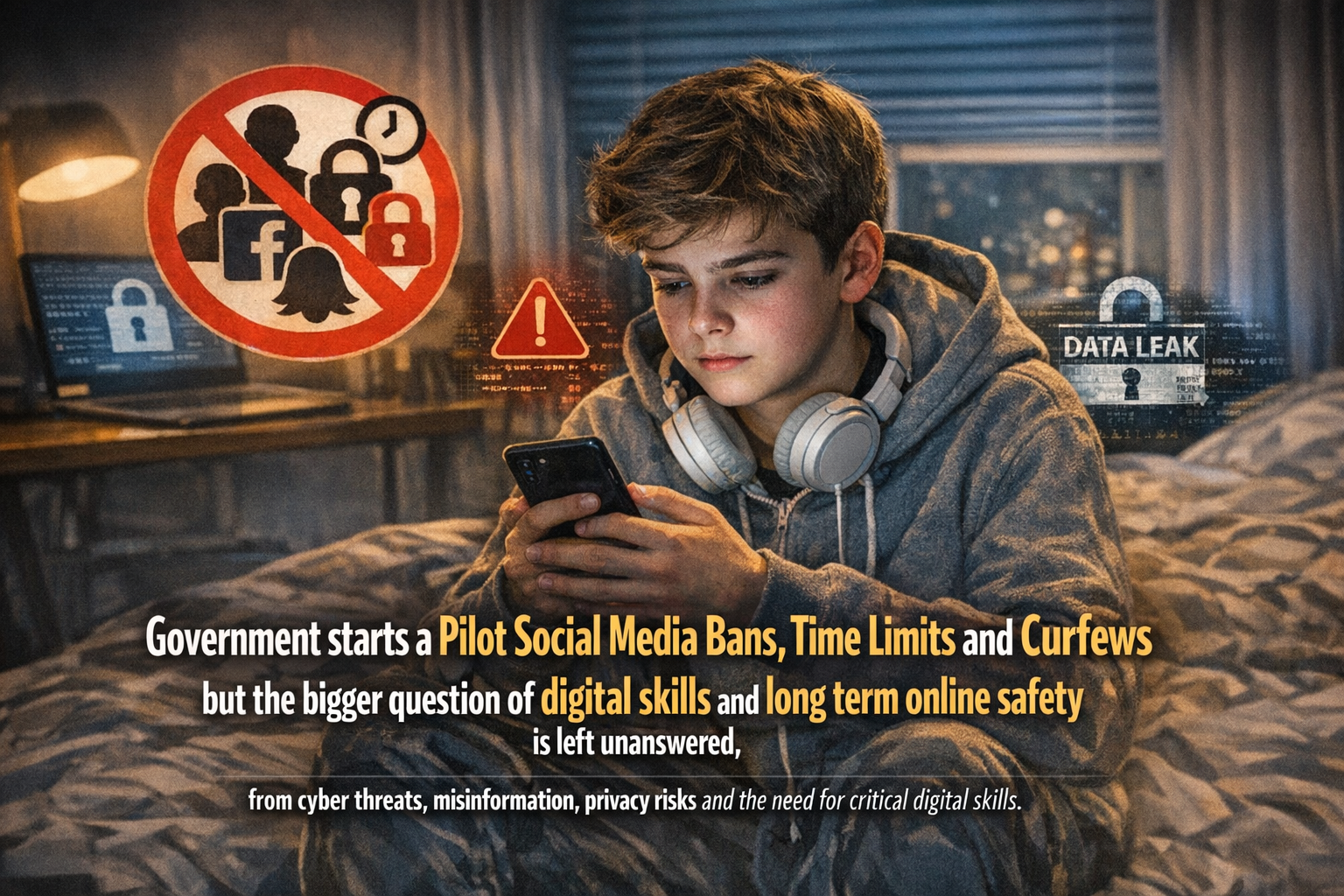 Teenager using a smartphone, representing social media restrictions pilot for children in the UK