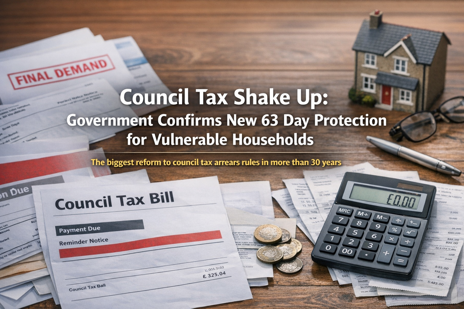 Council tax bill and household finances representing the 2026 council tax arrears reform in England