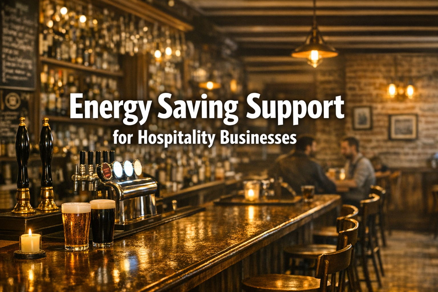 A pub interior with energy saving lighting