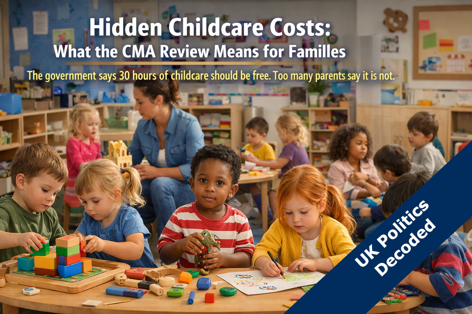Young children in a nursery setting, representing the UK early years childcare market review 2026