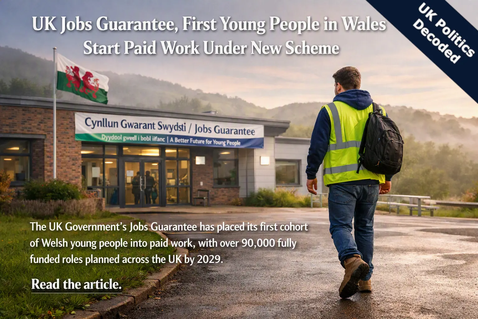 Young person starting a new job placement in Wales under the UK Government's Jobs Guarantee scheme