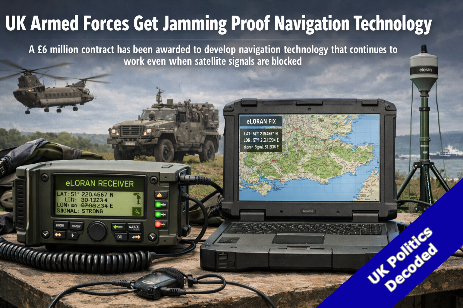 Military navigation equipment representing the UK MOD's Urgent Compass jamming proof eLoran programme announced May 2026