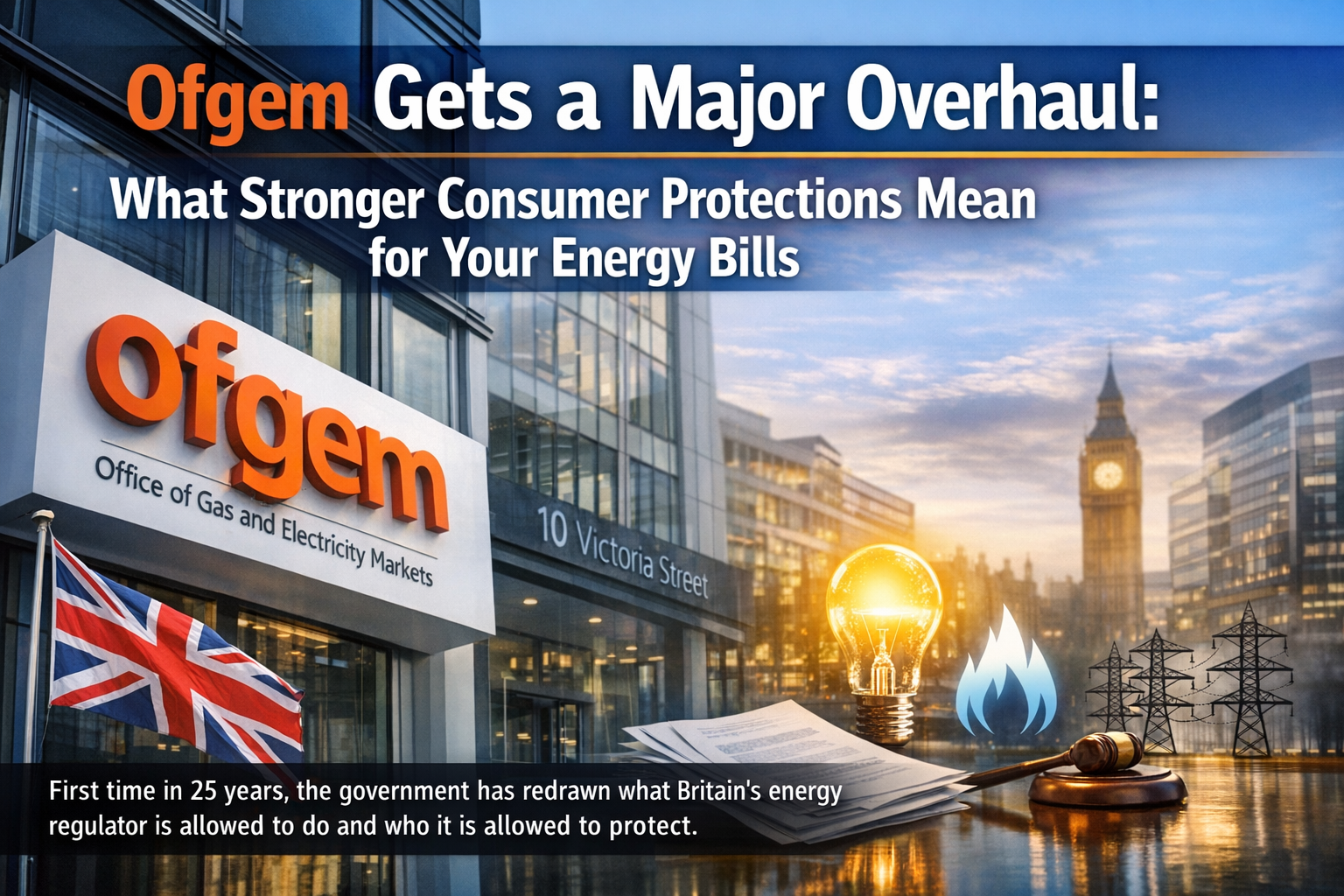 Energy regulator Ofgem building representing the 2026 consumer protection reform