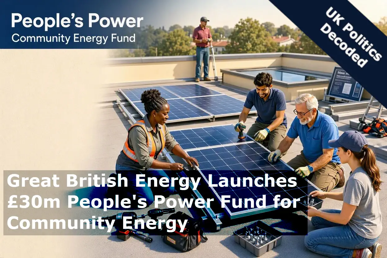 Community members installing solar panels on a local building as part of the People's Power community energy fund