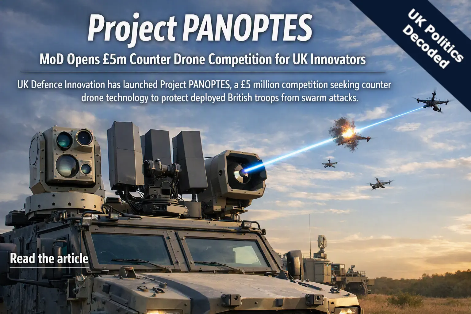 Image of vehicle mounted counter drone technology, representing the UK MoD's Project PANOPTES competition