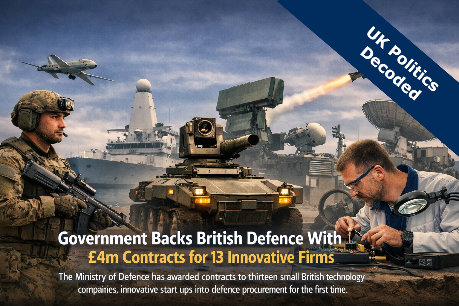 British defence technology innovation, representing MOD contracts awarded to thirteen small UK companies under the defence unicorn fund