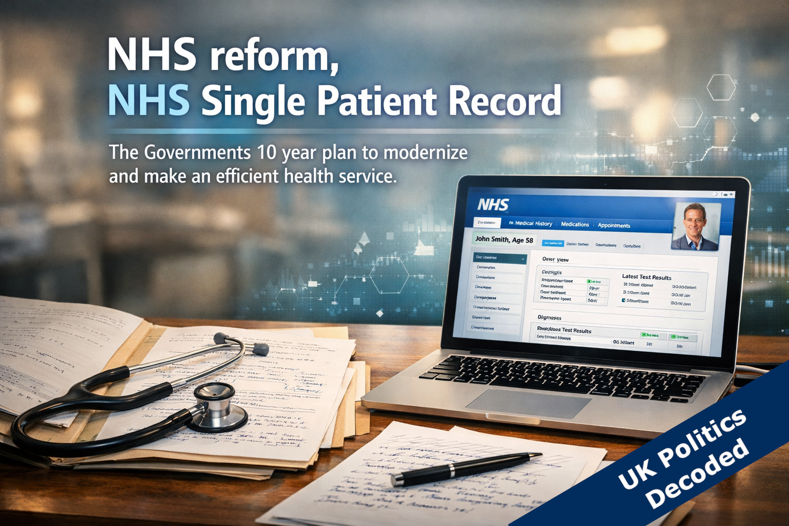 NHS medical records and digital health data representing the Single Patient Record
